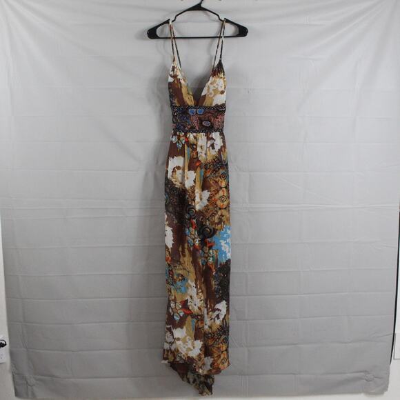 Dolce Jovani Dress 6 Stunning Silk Beaded Multi Maxi Boho Evening Gown Fairy - Picture 1 of 9